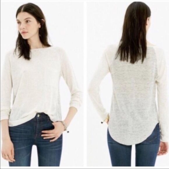 Madewell Women's Linen Colorblock Curveball Top size Large - Picture 1 of 7